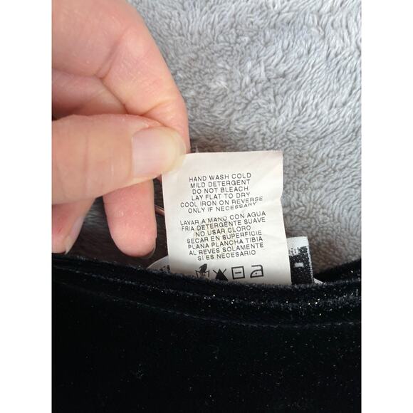 VTG 90s Velvet Dress M Mini‎ Black Red Floral Shimmer Whimsigoth Fairy Grunge - Picture 9 of 12